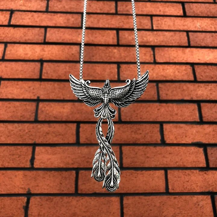 Silver phoenix pendant necklace
