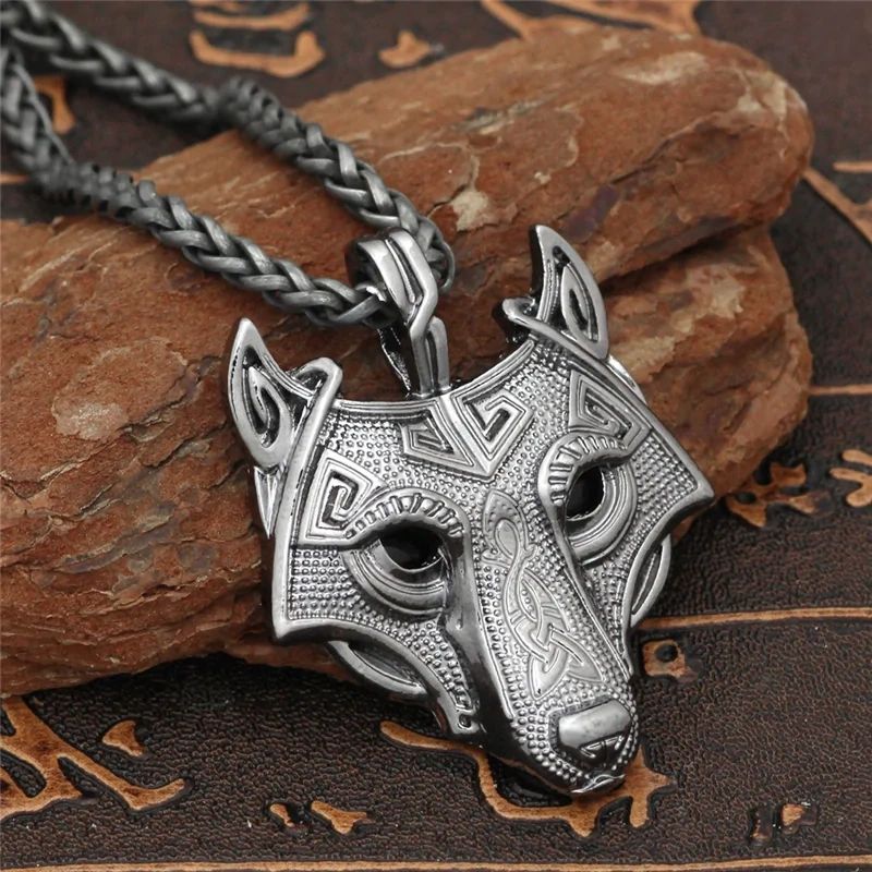 Viking bull head pendant on Norse cord